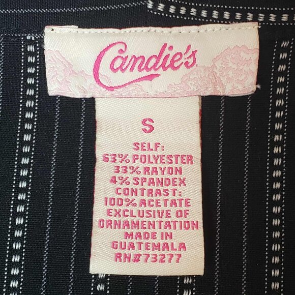 * CANDIE'S * Juniors Small Black & White Striped Button-Up Vest - Picture 9 of 13